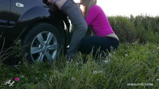 Horny Taxi Driver Rough Fucked Babe Outdoors