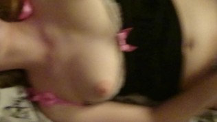 Teen giving blowjob while using dildo