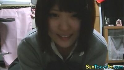 Busty asian teen rubbing